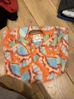 With Jean Butterfly Print Corset Top in Orange, Light Blue, Mint